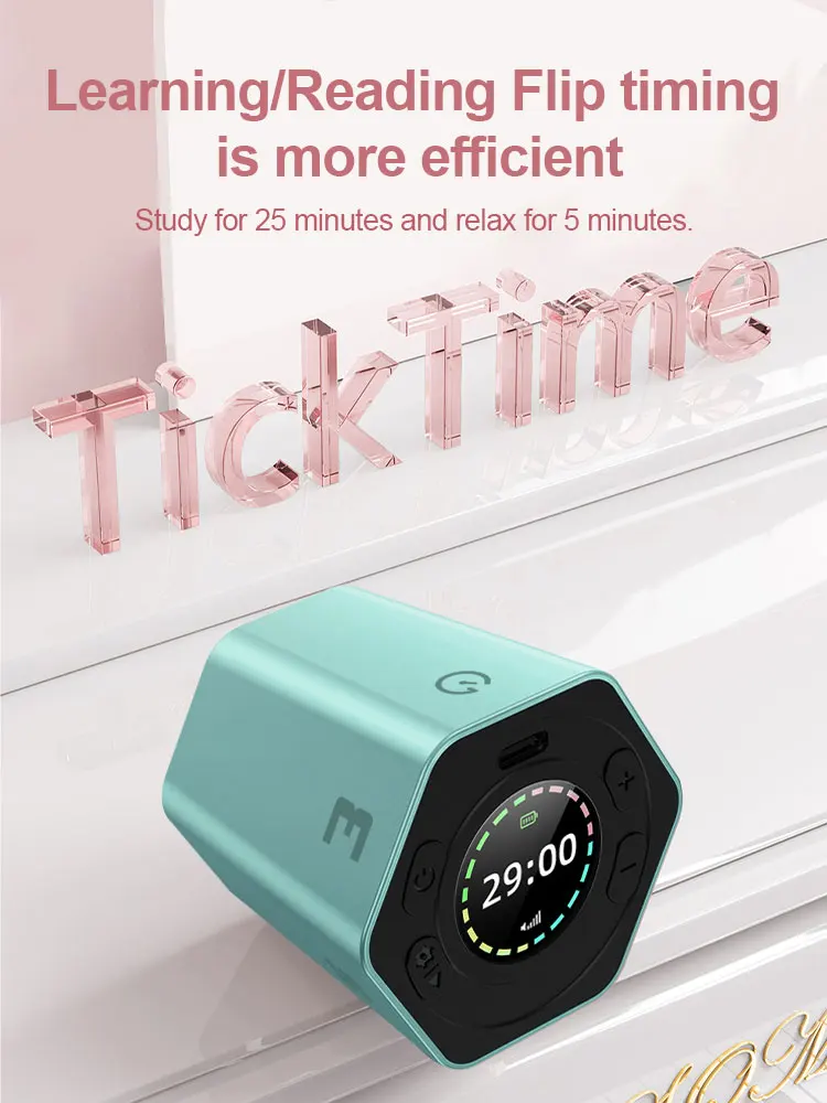 Flipping Timer Cube Eight-sided Time Manager Flip Timer LED Display Device Learning Kitchen Sports Fitness Countdown Reminder