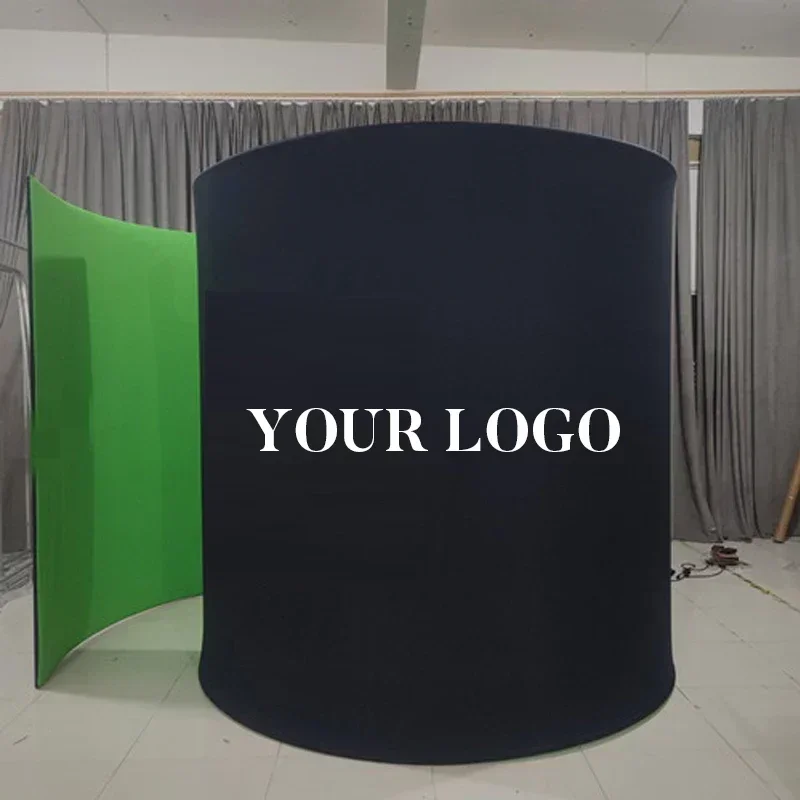 Tenda da sfondo con recinzione 360 con sfondo luminoso a LED 8 piedi 10 piedi 360 cabina fotografica supporto per recinzione a spirale per eventi di feste