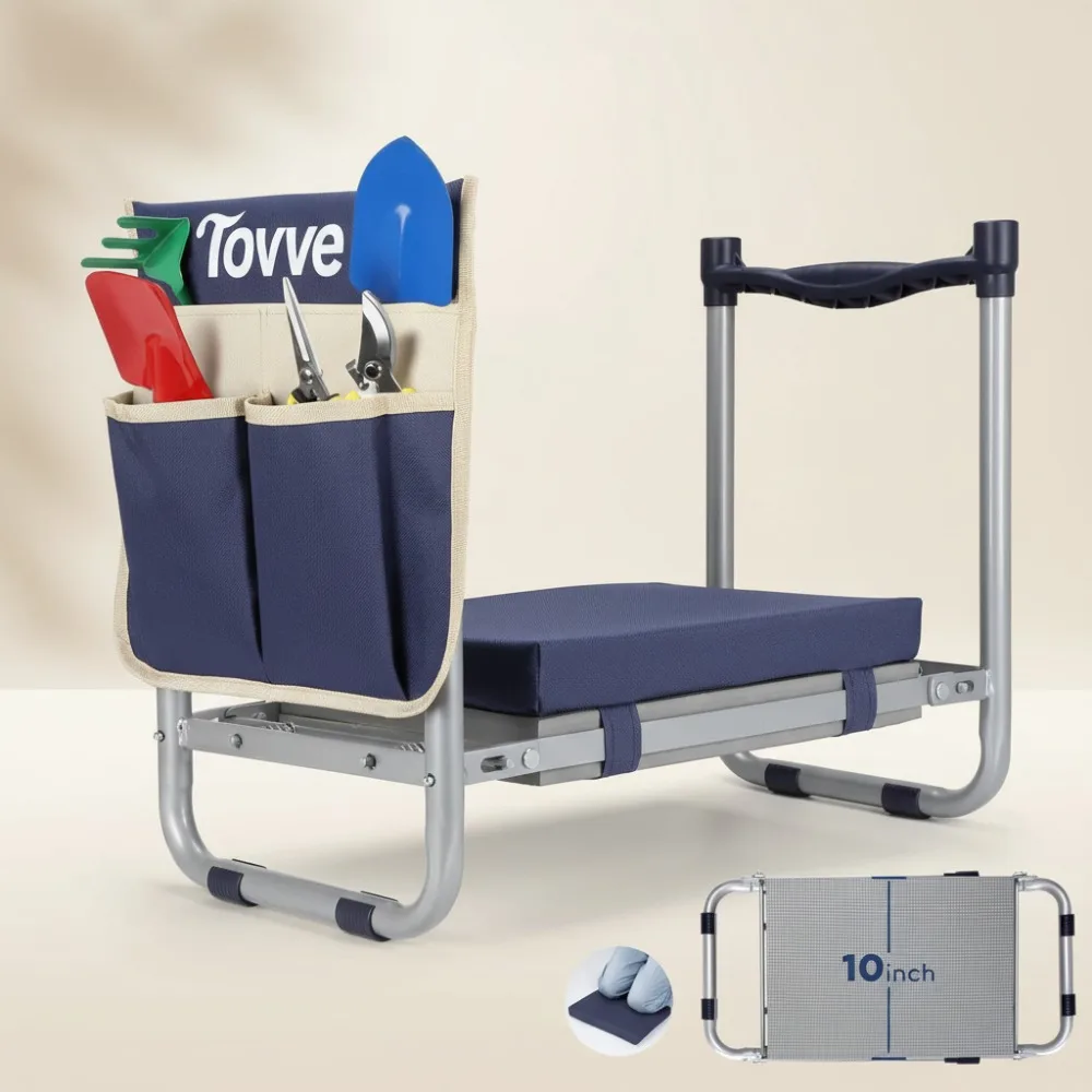 

Foldable Garden Kneeler Seat with Tool Bag, 350lb Capacity, Comfortable Gardening Stool for Women Seniors Mom