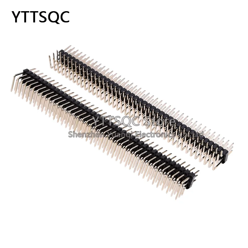 2PCS 3x40 P 2.54mm Pitch Pin Header Triple Row Male Right Angle Square Pins Through Hole Gold Plated Three Rows Space 2.54 2PCS