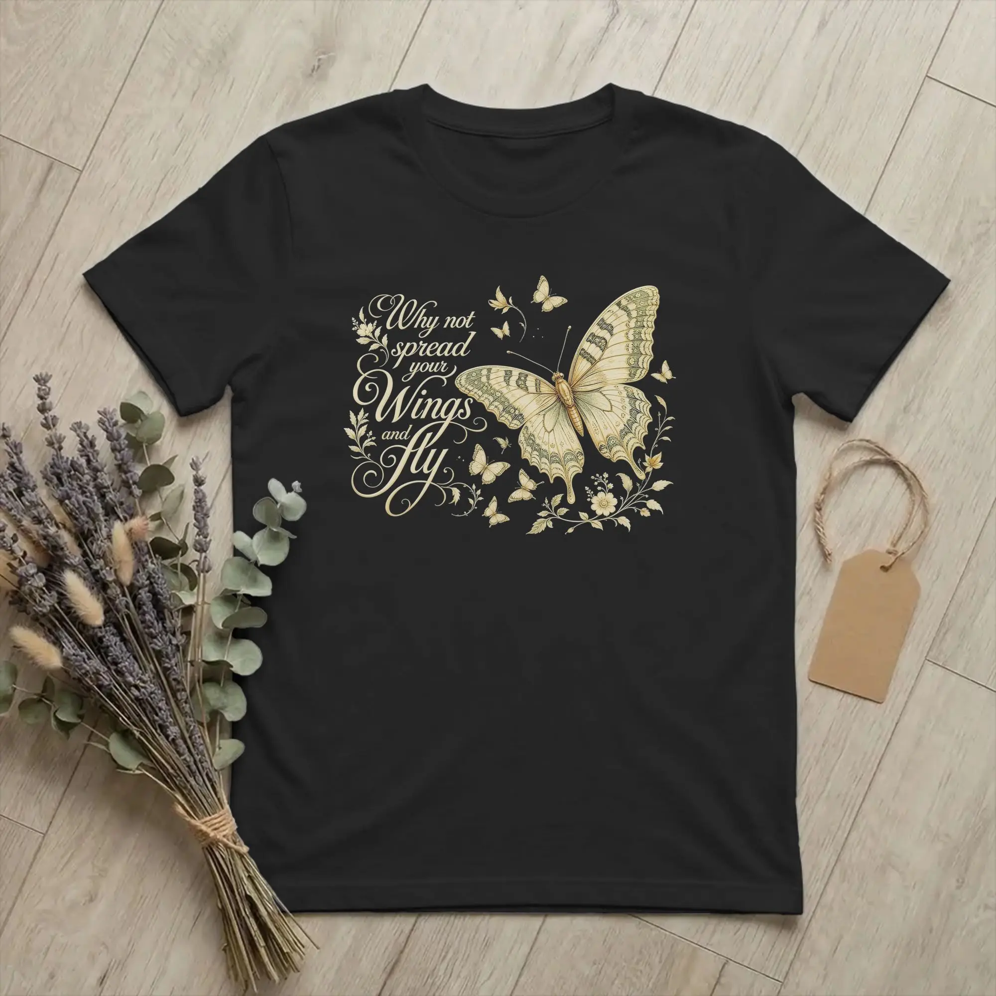 Men T-Shirt Why Not Spread Your Wings And Fly Vintage Butterfly Cotton Tee Shirt Short Sleeve Hilary Duff T Shirt O Neck