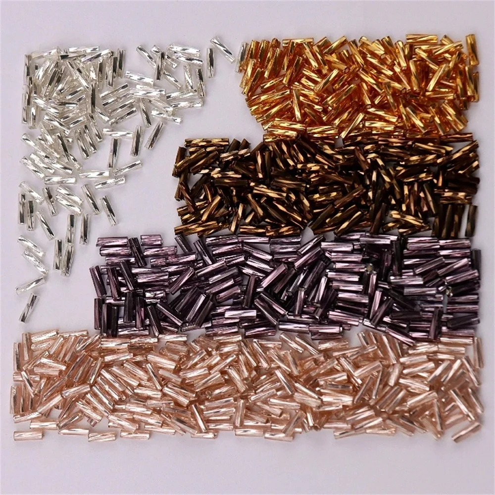 300Pcs 11/0 Tube Bead 2x6mm Twist Bugles Glass Beads Helical Seedbeads For DIY Bracelet Jewelry Dress Making Garments Accessory