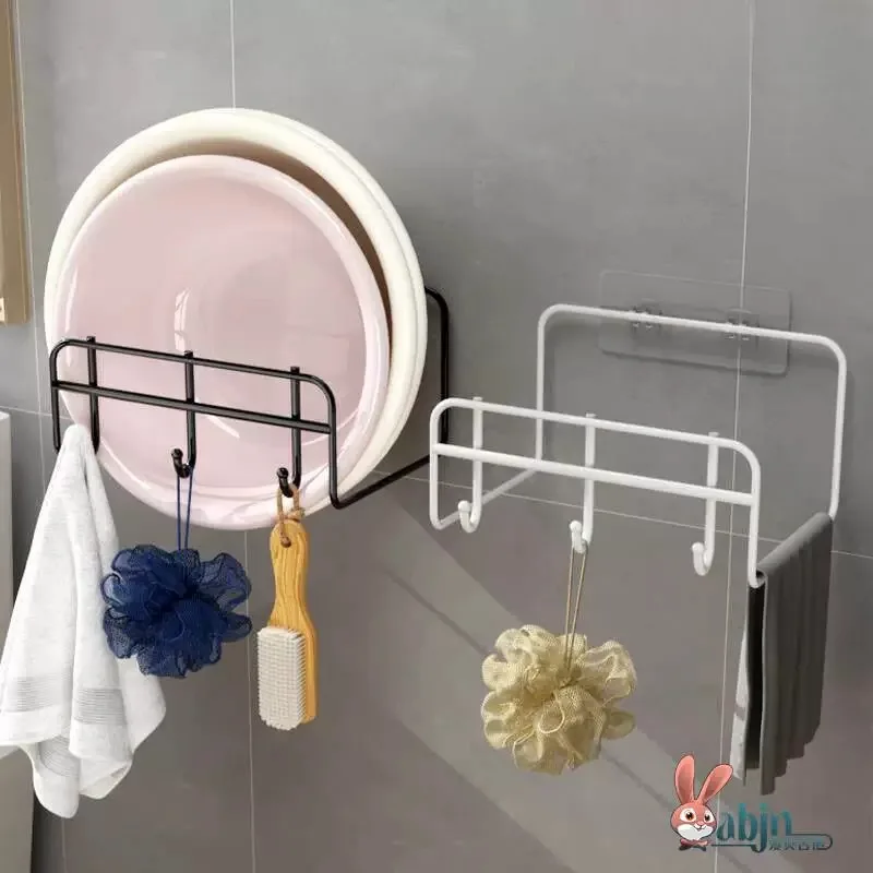 No-Drill Wall-Mounted Bathroom Storage Rack Face Wash Basin Holder Shelf Toilet Paper Soap Dispenser Storage Organizer