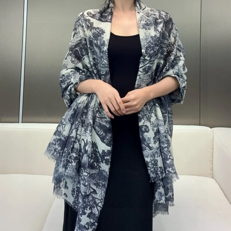 

Модный шарф с животными, двусторонний двухцветный высококачественный бархатный кашемировый шарф, теплый универсальный персонализированный банкетный подарок, идеальная шаль в стиле ретро