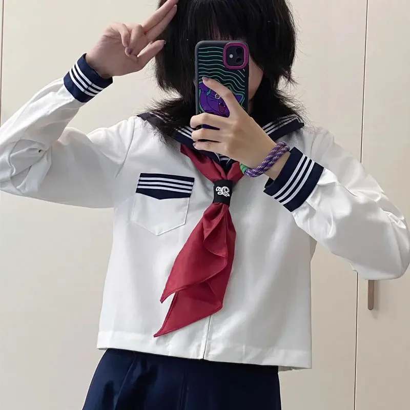 

Korean School Uniform White Sailor Suit Navy Pleated Skirt Sailor Blouse Japanese High School Jk Uniform Seifuku Cosplay Student