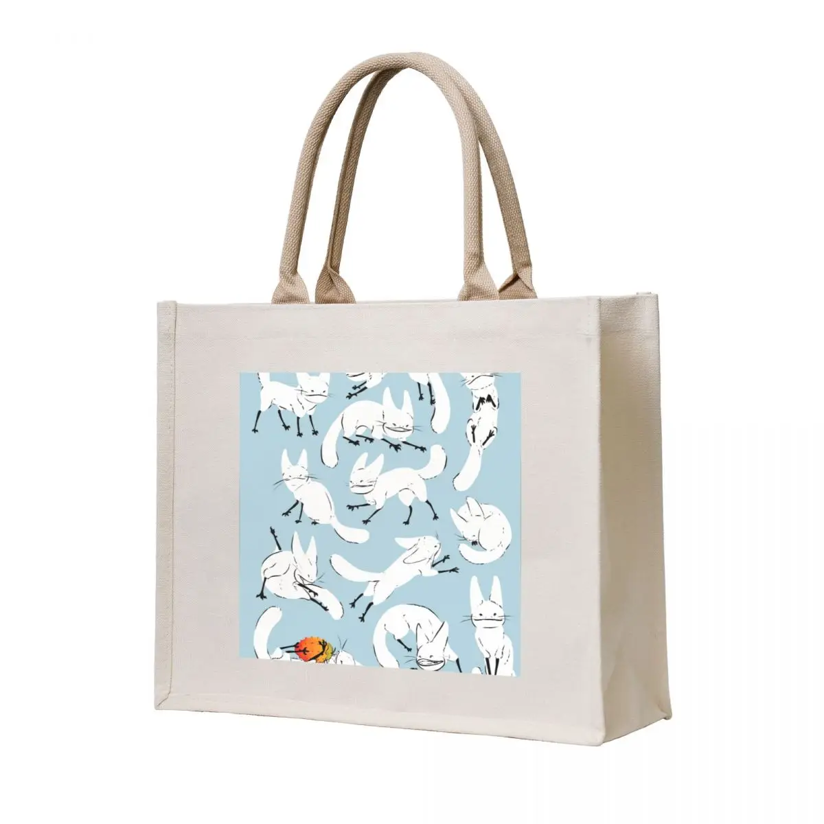 

White Loth Cat Tote Bag Lady bag Canvas shoulder bag tote men cute tote