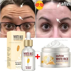 White Rice Whitening Face Set  Anti-Wrinkle Fade Fine Line Serum Remove Dark Spots Melanin Anti-aging Cream Brighten Skin Care