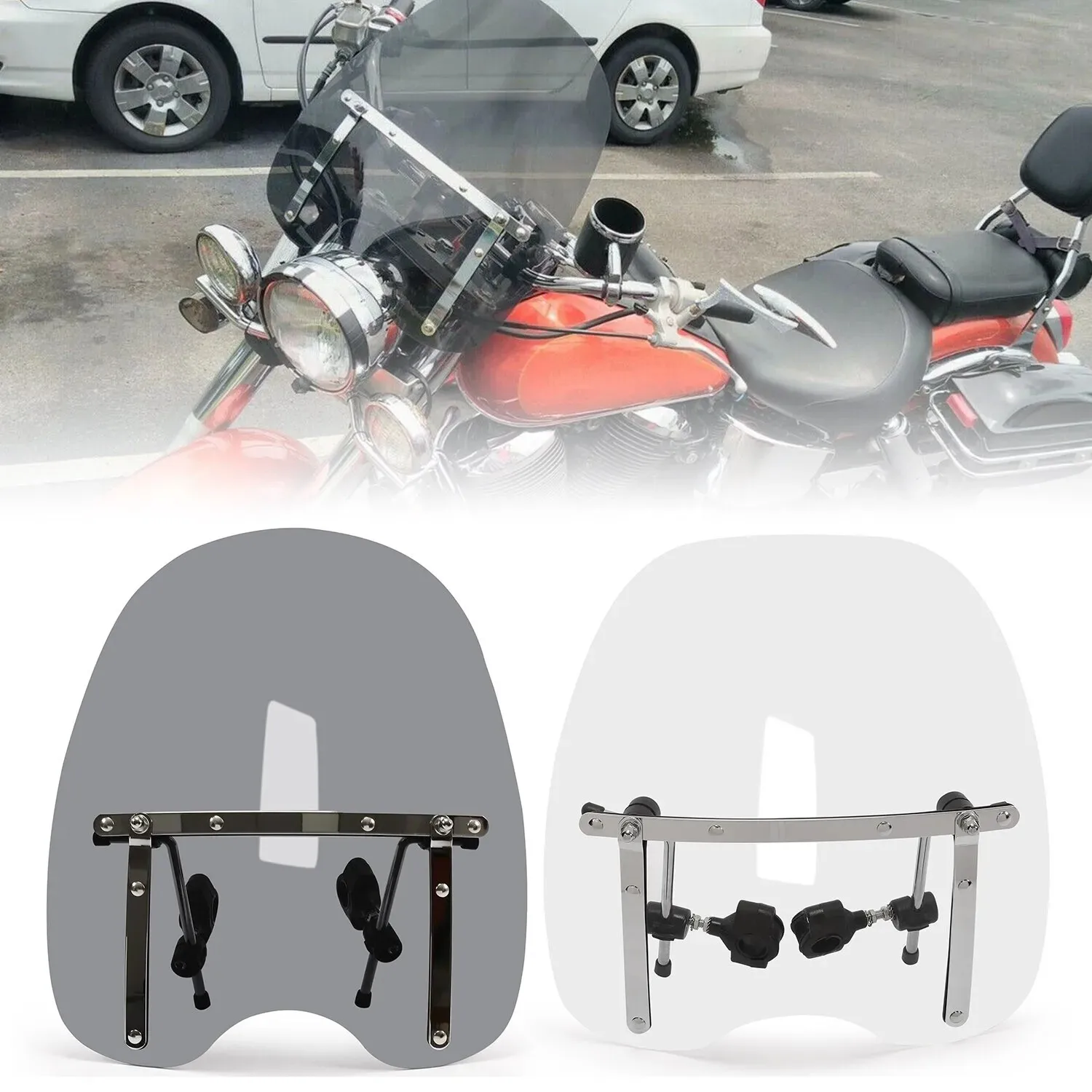 Universal Transparent Windshield For Harley Dyna Softail Road King Davidson Honda Yamaha Motorcycle Transparent Windshield