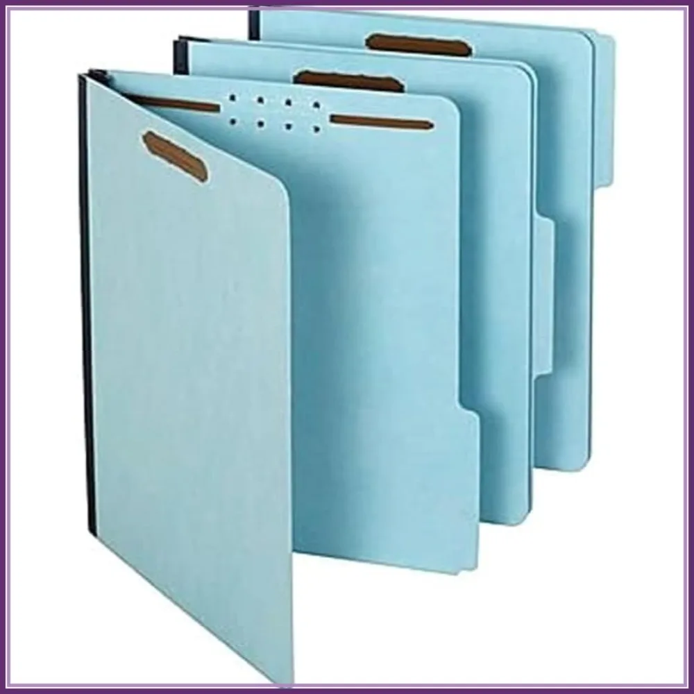 

60% Recycled Pressboard Classification Folder, 2" Expansion, Letter Size, Blue, 25/Box