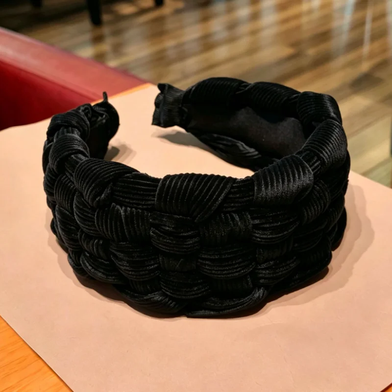 Thick Corduroy Woven Hair Band Retro Solid Color Wide Headband Autumn Winter Braid Hair Hoop Ladies Daily Wear Hair Accessories