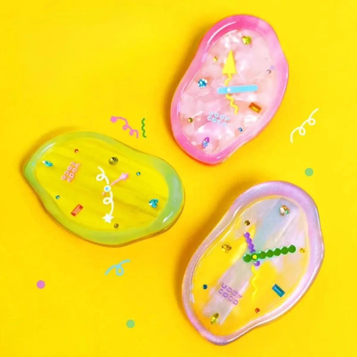 

Clock Side Hair Clip | Acetate in Pink/Purple/Green, Gemstone Time Hair Accessory