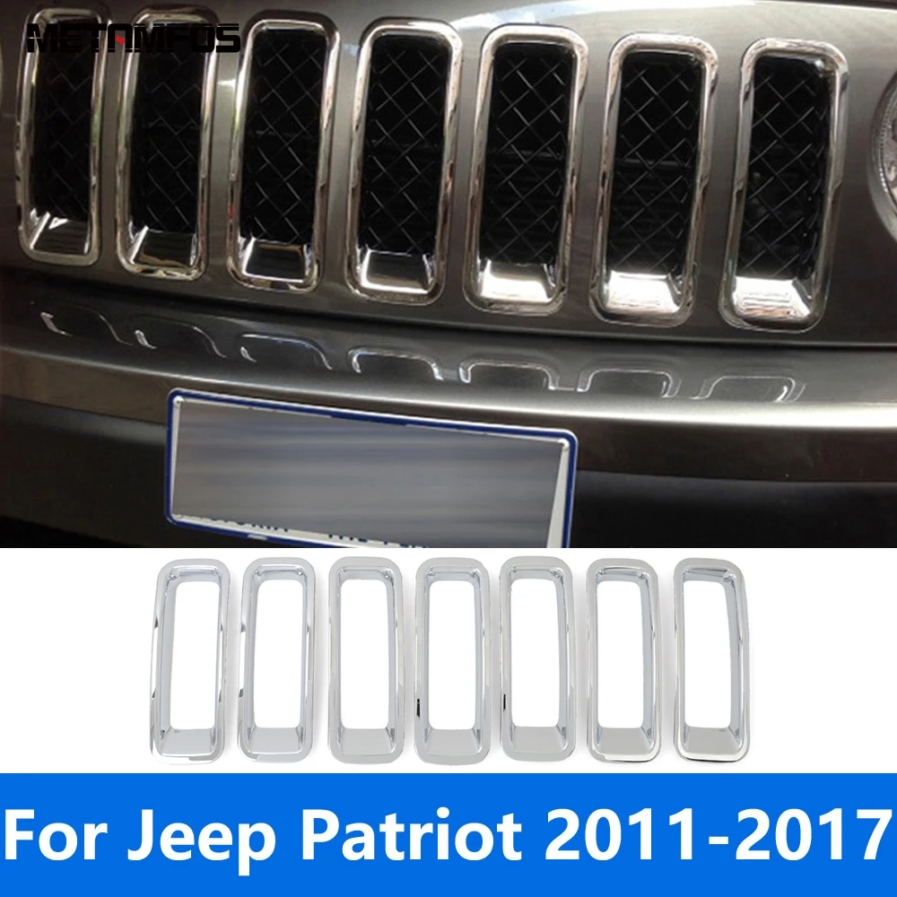 Car Accessories For Jeep Patriot 2011-2013 2014 2015 2016 2017 Chrome Front Grill Insert Grille Mesh Grid Cover Trim Sticker