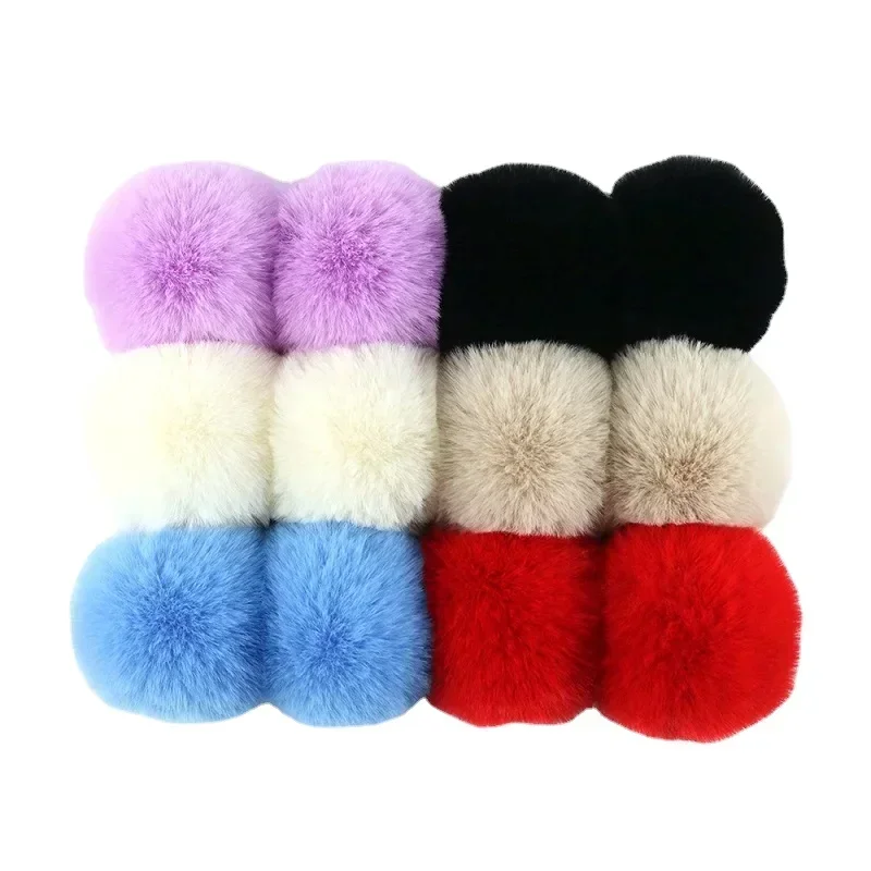 top quality big 8cm faux fur pompom soft fluffy solid color ball for women handbag phone pendant decorative pompones accessory