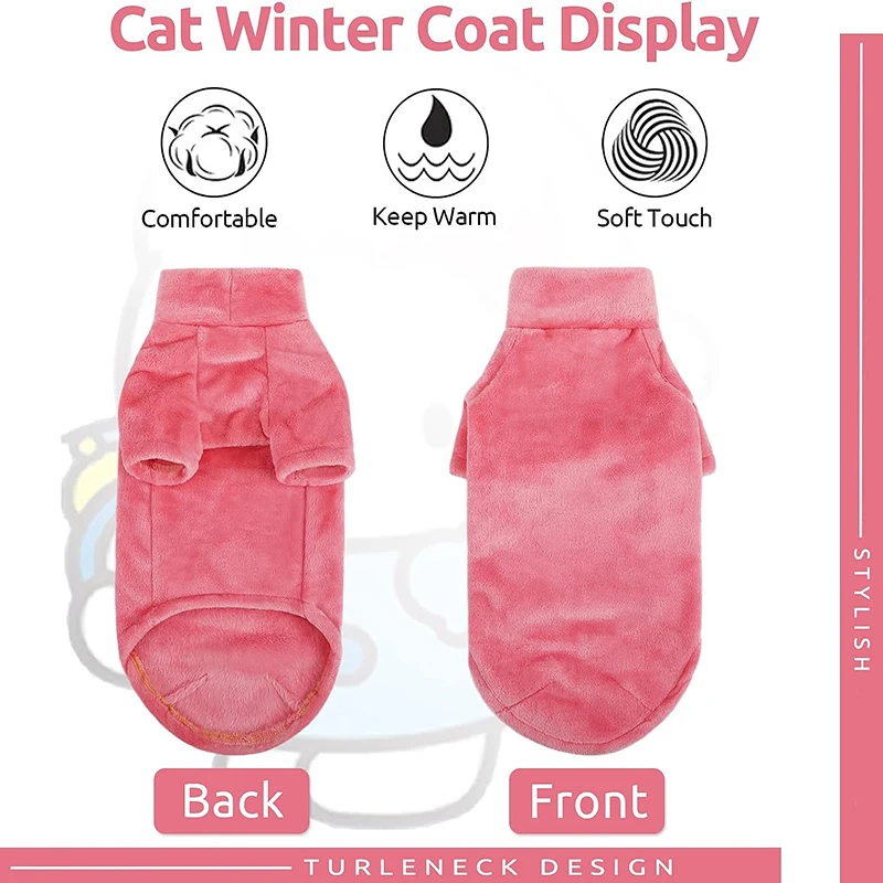Rollkragen-Katzenpullover, Mantel, Winter, warm, haarlos, Katzenkleidung, weiches, flauschiges Pullover-Shirt für Maine-Coon Cat Chihuahua Haustierkleidung – Detail 6