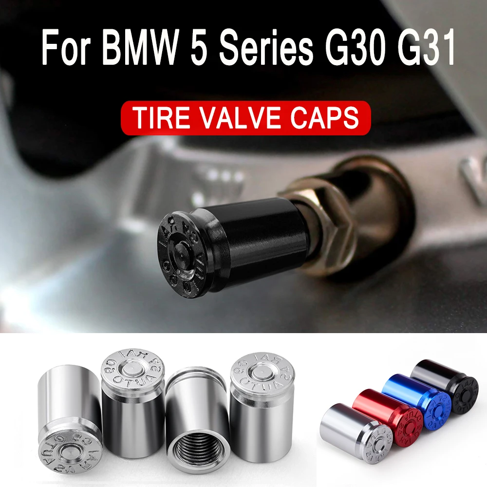 

4PCS Car Wheel Tire Valve Caps Tyre Stem Covers Airdust Waterproof For BMW 5 Series G30 G31 2018~2023 2020 Accessories