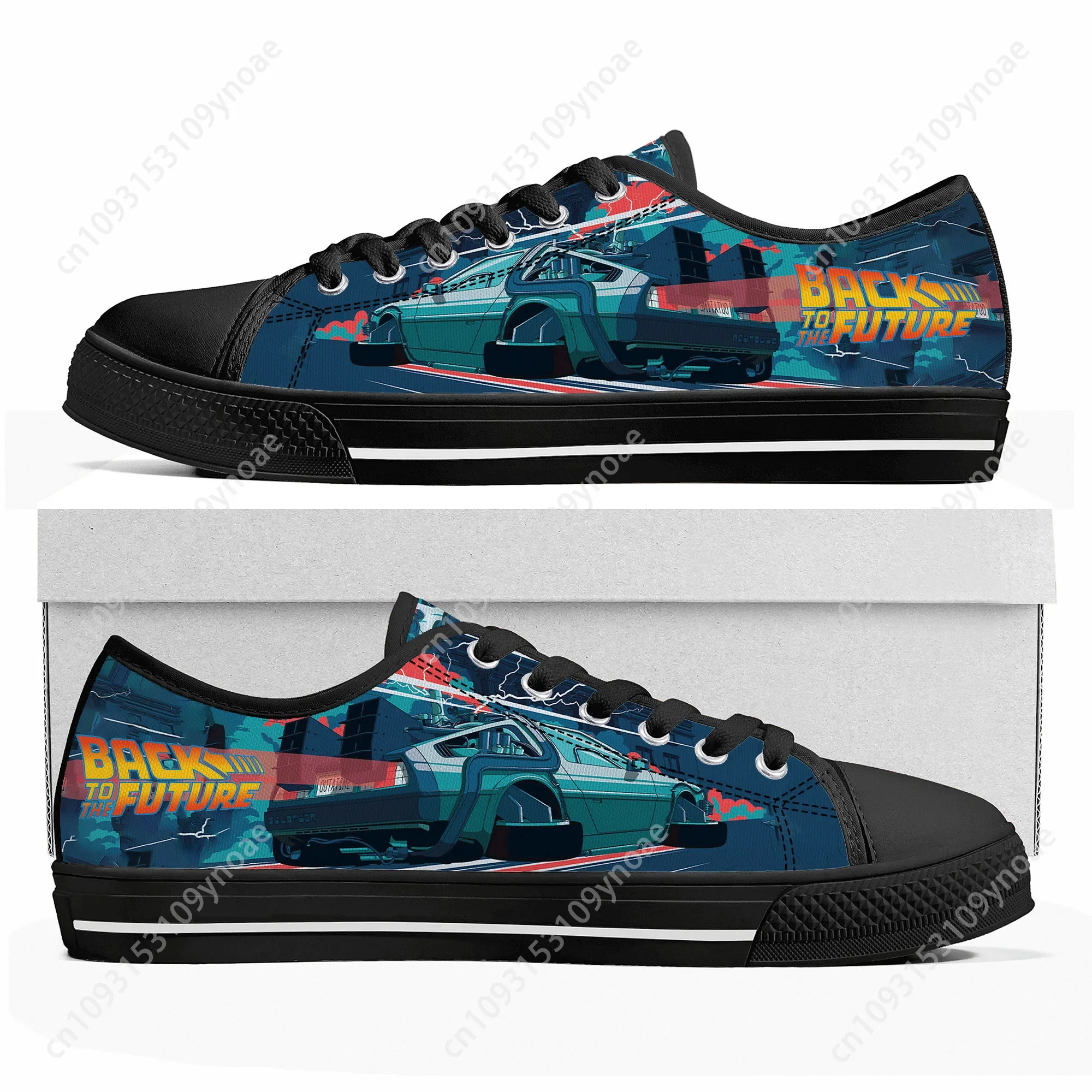 

Back To The Future Delorean Low Top Sneakers Mens Womens Teenager Canvas Sneaker Casual Custom Made Shoes Customize Shoe