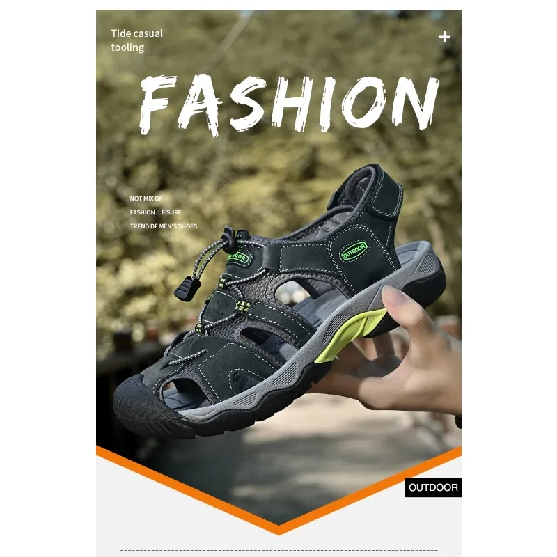 

Модные уличные кроссовки для походов, легкие, дышащие, нескользящие, размеры 38-48, летние мужские классические сандалии из натуральной кожи