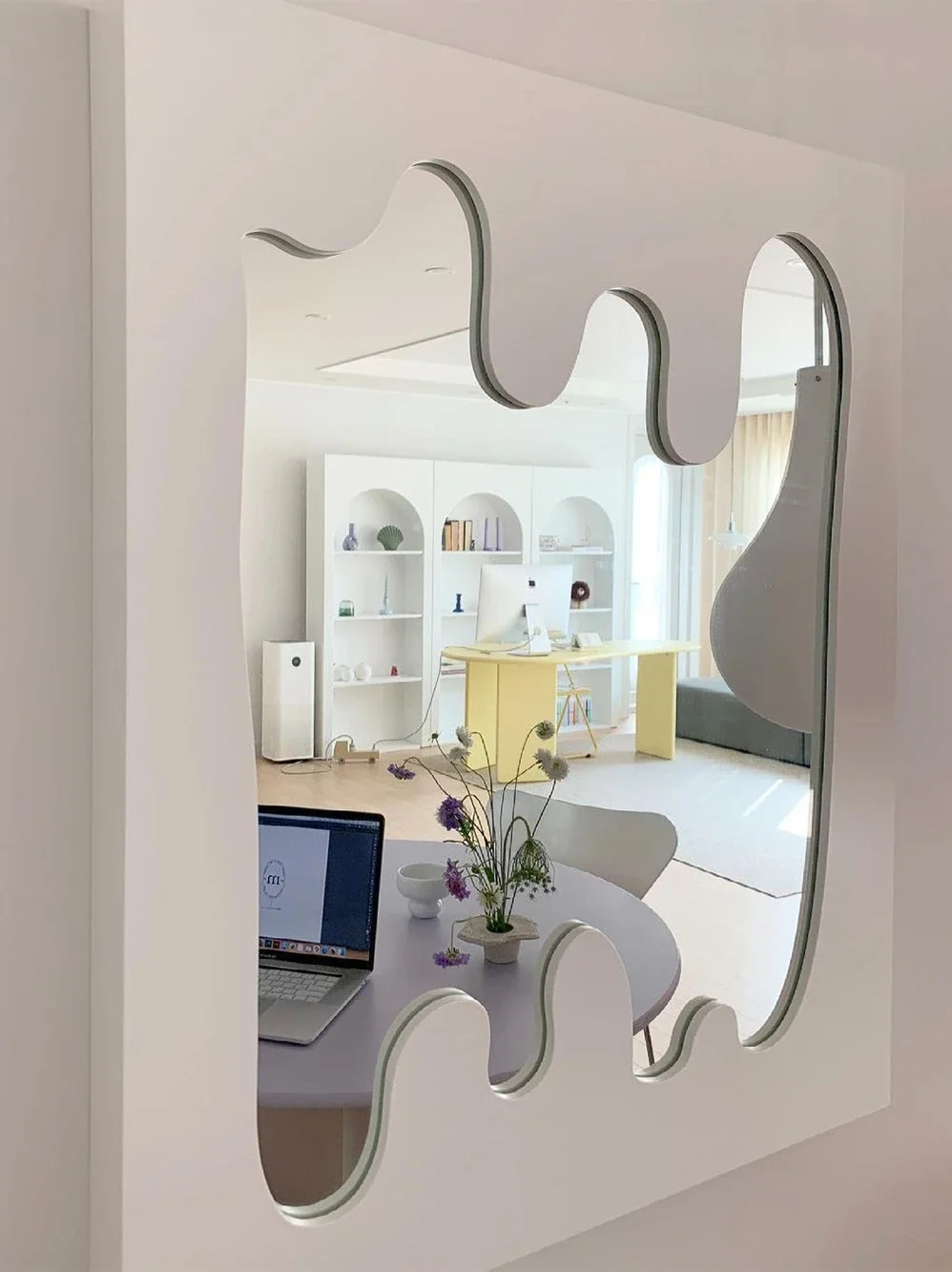مرآة مكياج كاملة الطول بتصميم موجة إنس نورديك، مرآة تركيب إبداعية على الأرض، مرآة نصف الجسم #4