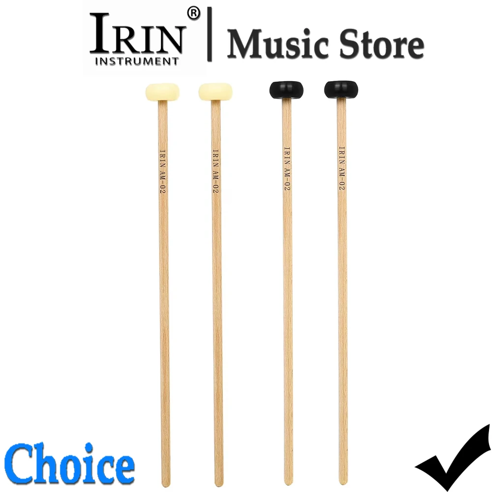 IRIN Drumsticks Nylon Mallet Heads Solid Wood Drumsticks Percussion Instrument for Military Drums/Timpani/Marching Drums/Marimba