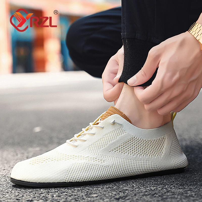 YRZL Men Mesh Loafers Driving Moccasins High Quality Flats Walking Shoes Breathable Non Slip Casual Loafers Summer Mens Shoes