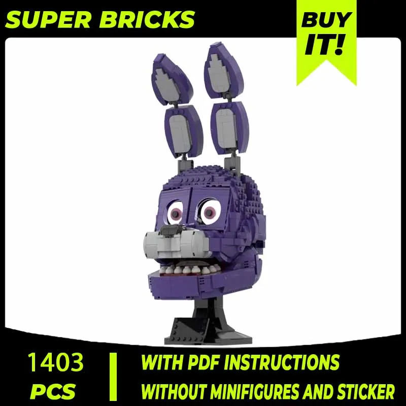 

Technical Moc Bricks Famous Games Model Bonnie the Bunny Head Modular Building Blocks Gift Toys For Children DIY Sets Assembling