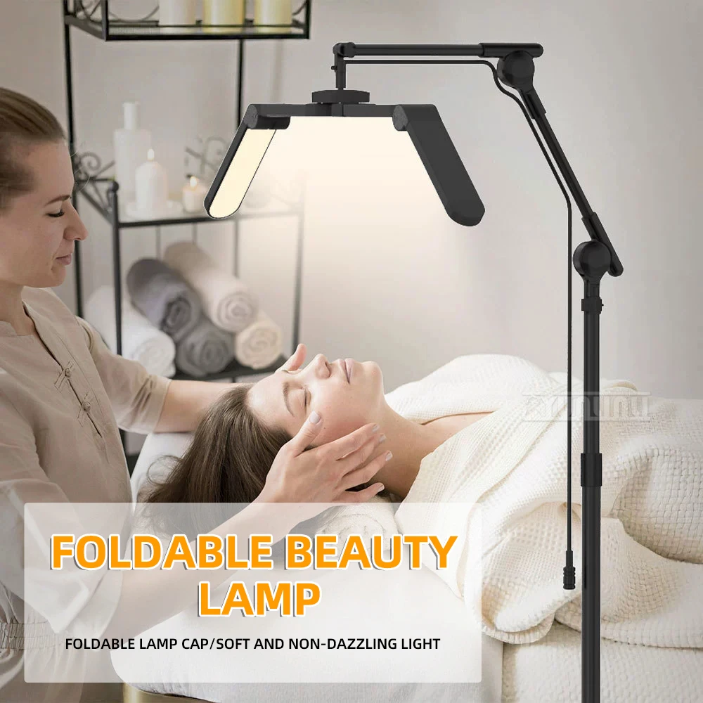 Adjustable Beauty Lamp 19-34 Inch Folding Floor Lamp with Pulley Remote Control