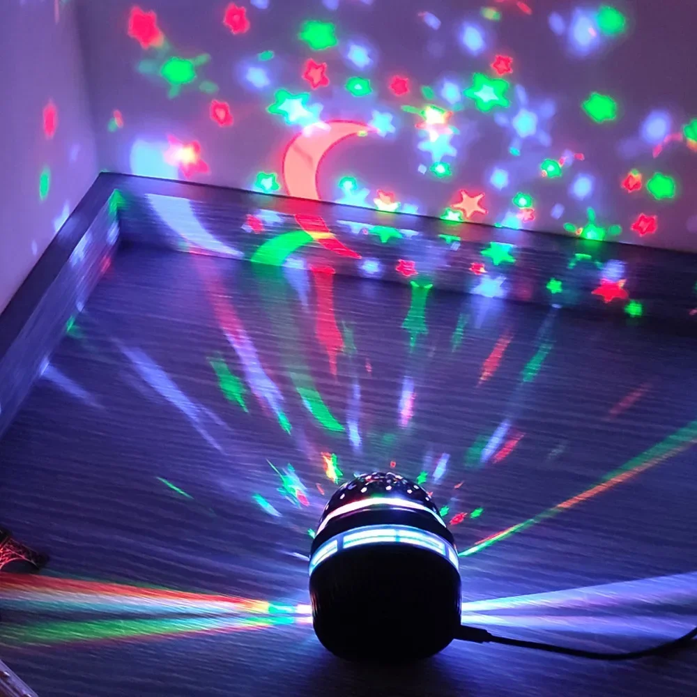 LED Starry Sky Projector Light with Remote Control USB Colorful Christmas Night Light for Magic Ball Stage KTV Room Decorations