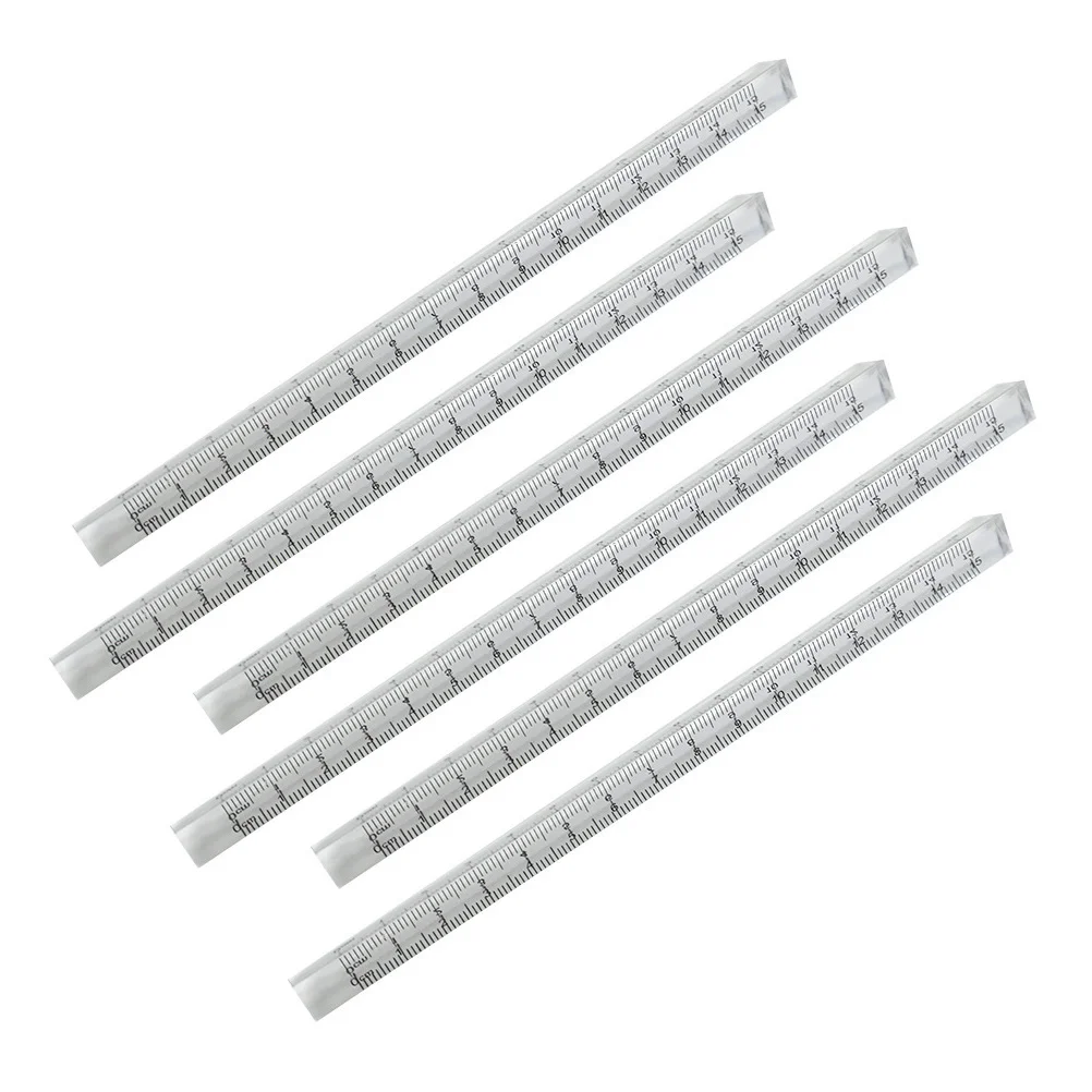 6 Pcs Triangular Three-dimensional Ruler Clear Student Transparent Rulers Drawing Tools Plastic Triangle Scale Multifunction