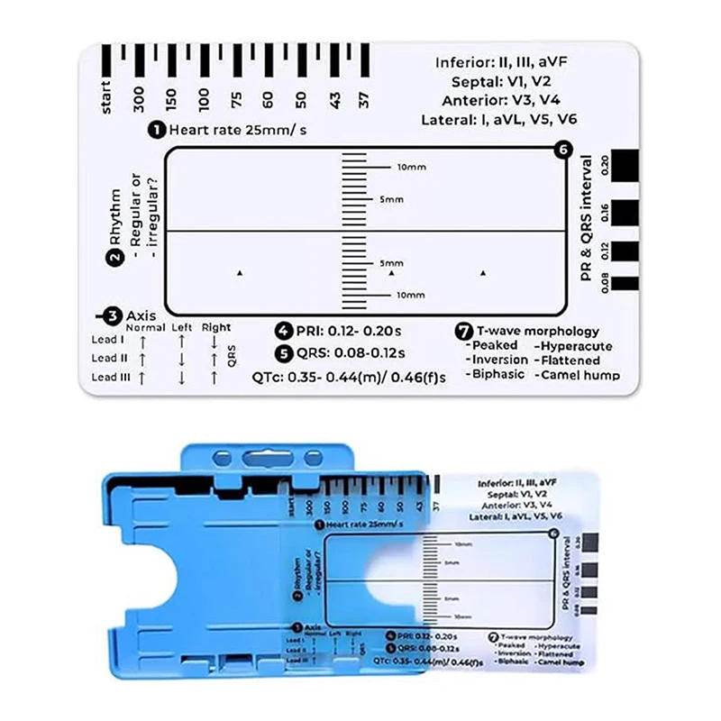 ECG 7 Step Ruler For ECG/EKG Interpretation Transparent Calipers Portable Measuring Tool