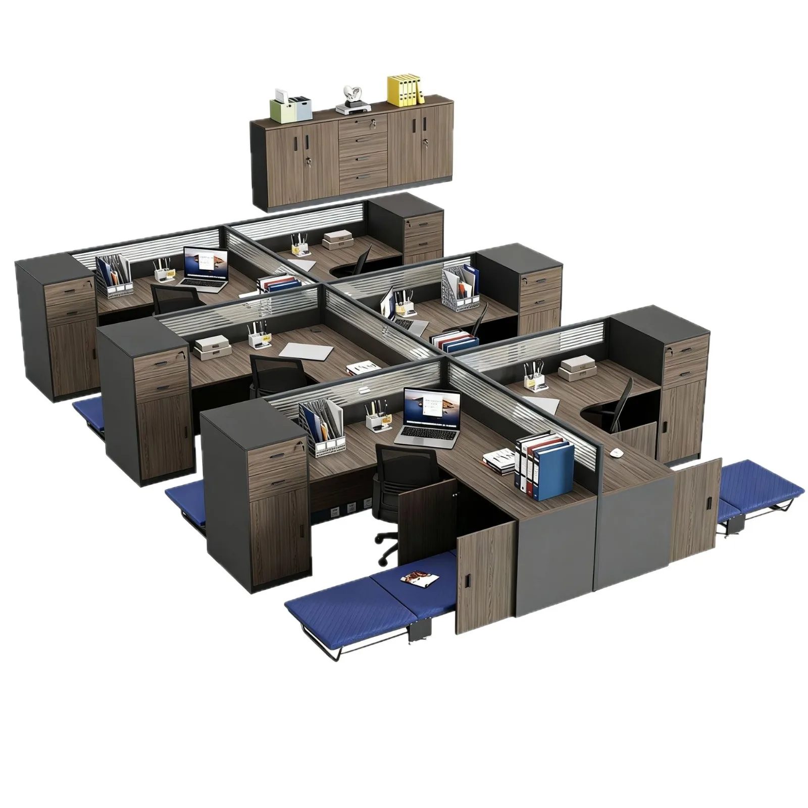 CX desk with rest bed folding lunch break bed staff table and chair combination
