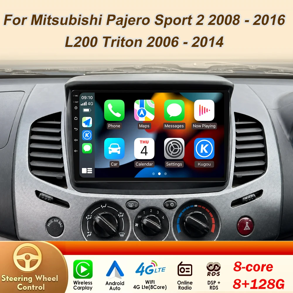 Android 16 For Mitsubishi Pajero Sport 2 2008 - 2016 L200 Triton 2006 - 2014 Carplay Auto Car Radio Multimedia GPS WIFI Screen