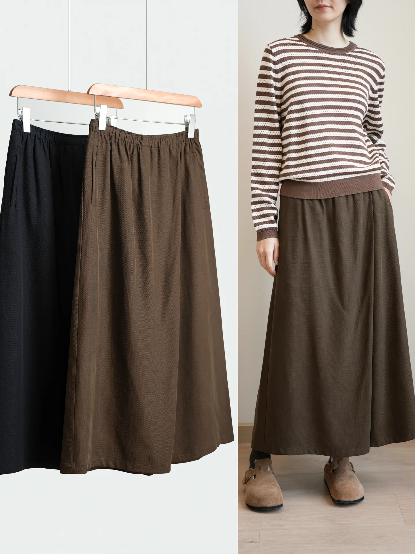 

Повседневные широкие брюки-юбка из модала Lenzing 270 г, однотонные, свободного кроя, средней длины, струящиеся, с эластичным поясом, весенние, женские