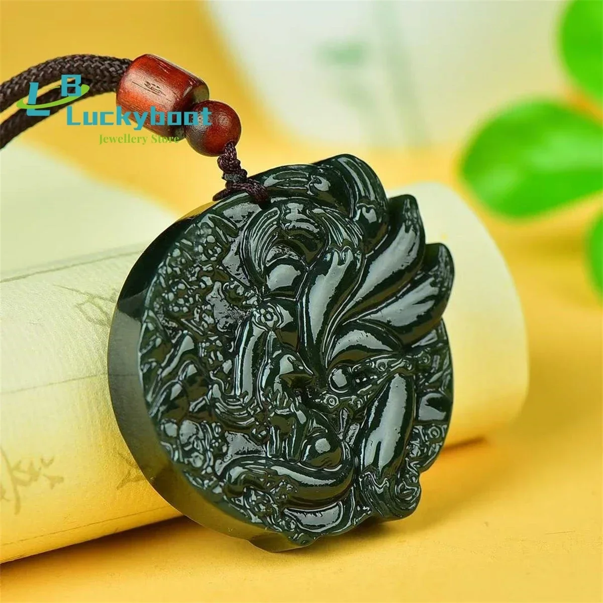 Natural Hotan Jade Nine Tailed Fox Pendant Simple and Generous Personality Versatile Fine and Fashionable Men and Women 3