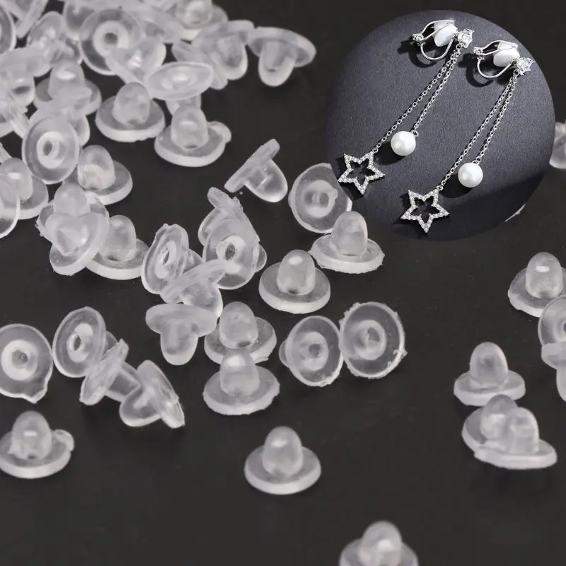 100Pcs Clear Anti-Pain Rubber Clip On Earring Super Soft Silicone Cushion Pads