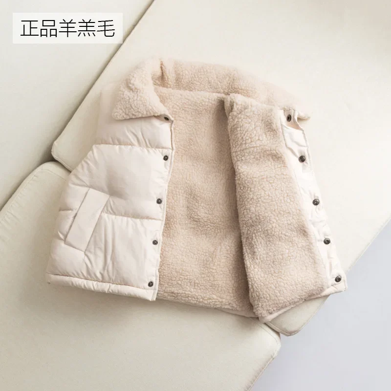 Girls Waistcoat 2026 Autumn And Winter New Children's Clothing Girls Baby Fashion Outside Wearing Lamb Wool Cotton Waistcoat