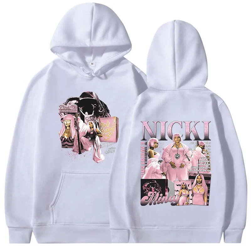 Rapper Nicki Minaj Pink Friday 2 Hoodie grafis pakaian Pria Wanita mode Hoodie Hip Hop Vintage Harajuku Sweatshirt ukuran besar