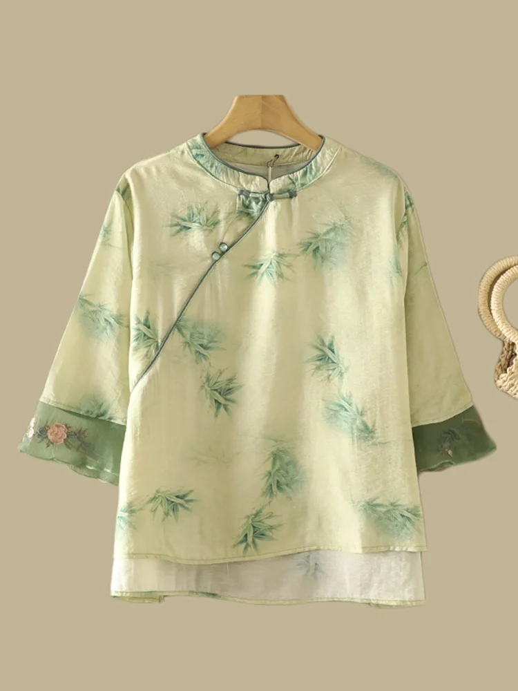 

Женская летняя повседневная блузка оверсайз с цветочным принтом и вышивкой, на пуговицах, из полиэстера, для фигуры типа «груша»