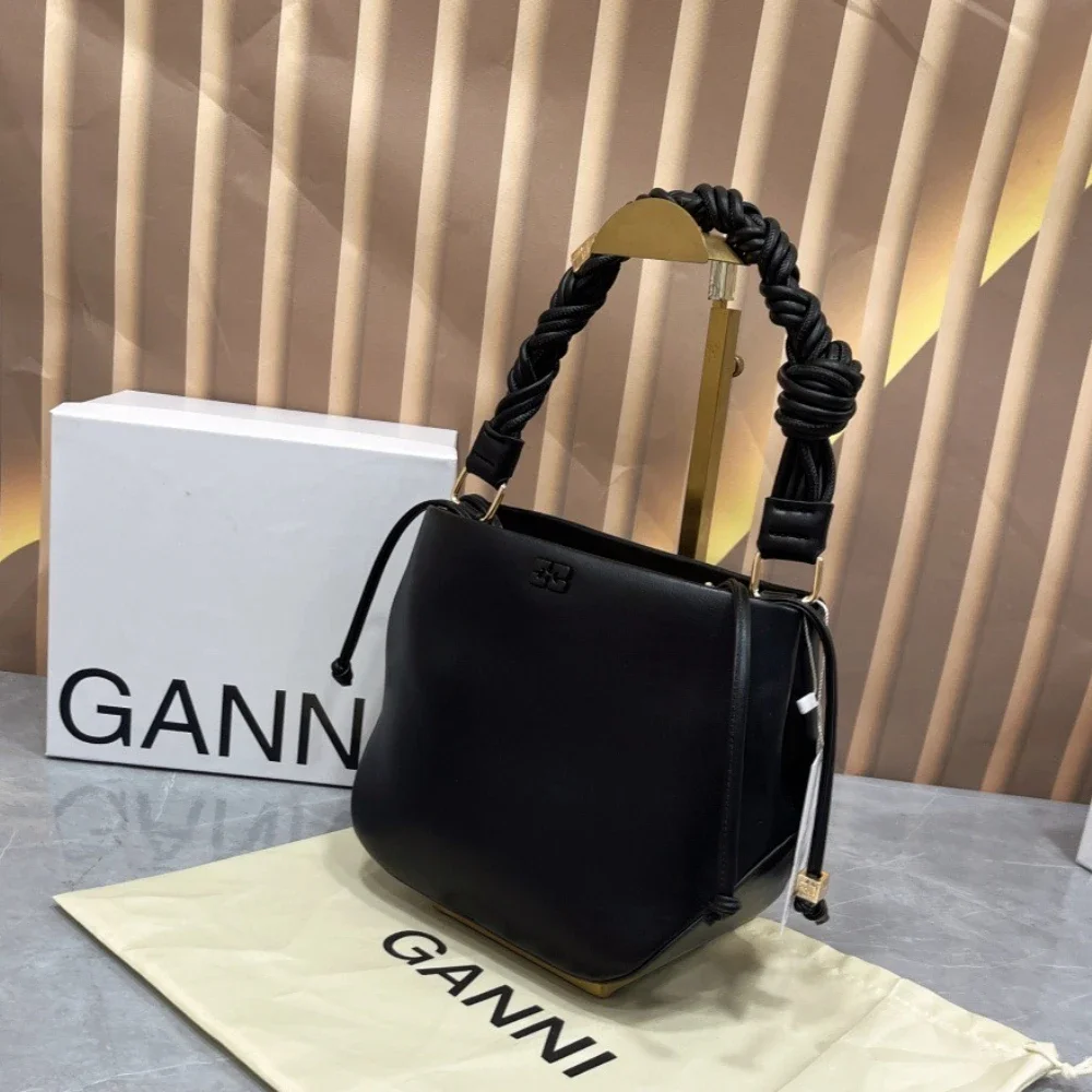 2026 Luxury Bou Bucket Bag Braided Handle Crossbody Bag Women Designer Drawstring Shoulder Handbag Commuter Everyday Purse