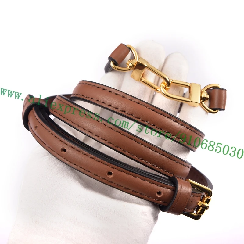 

Top Quality Tan Brown Smooth Calf Leather Shoulder Strap For Lady Designer Vintage Handbag Bag Parts Replacement