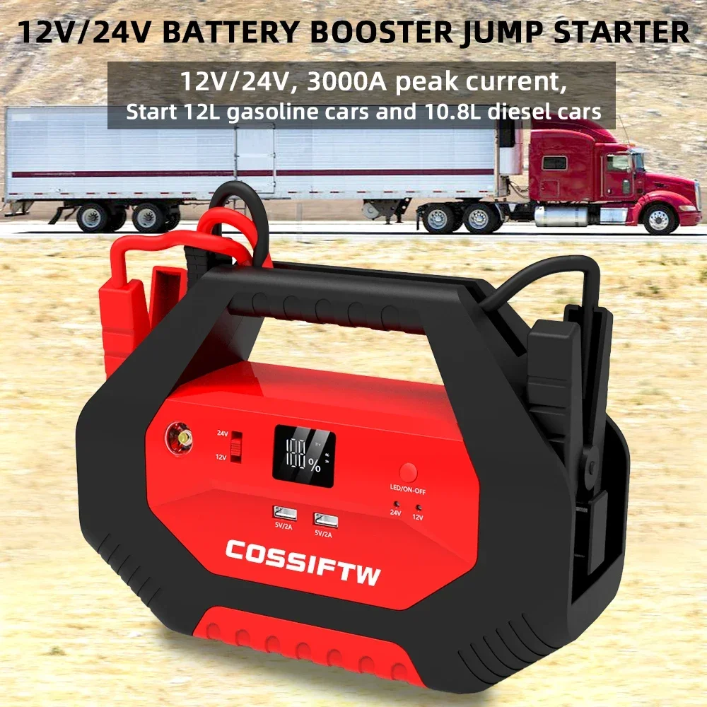 24V Truck Super Capacitor Emergency 36800mAh Portable 12V Car 24V Truck Booster Jump Starter Can Start Lorry Truck/Excavator