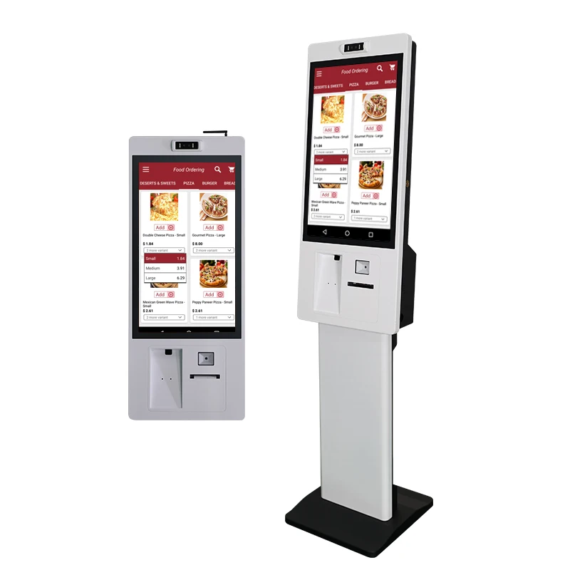 21 23 27" Self-ordering-kiosk Self Check In Touchscreen Kiosk Ticket Printing Self Service Payment Machine