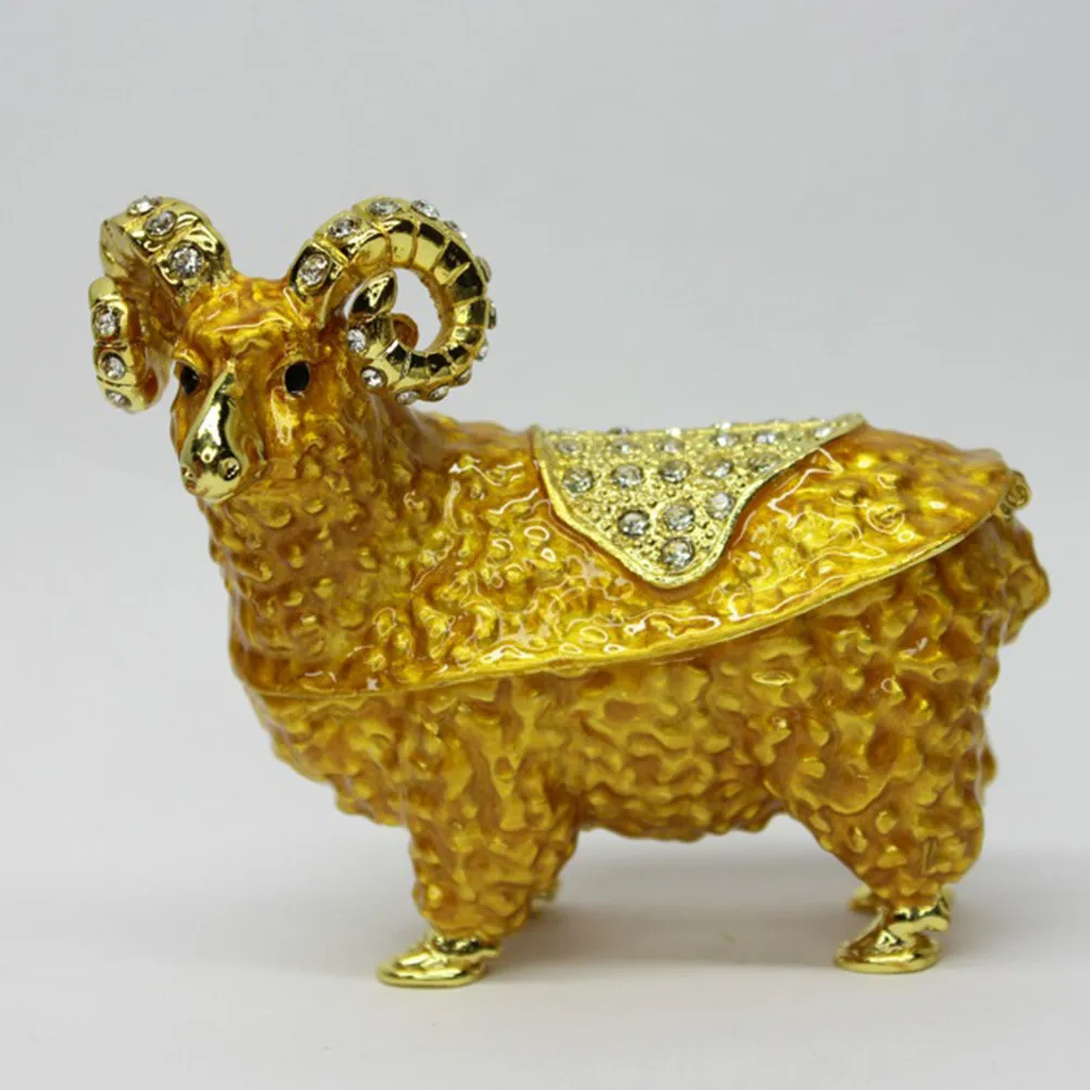 

Sheep Shaped Enamel Trinket Box Jewelry Storage Organizer Desktop Decor Alloy Enameled Case Rhinestone Jewelry Holder