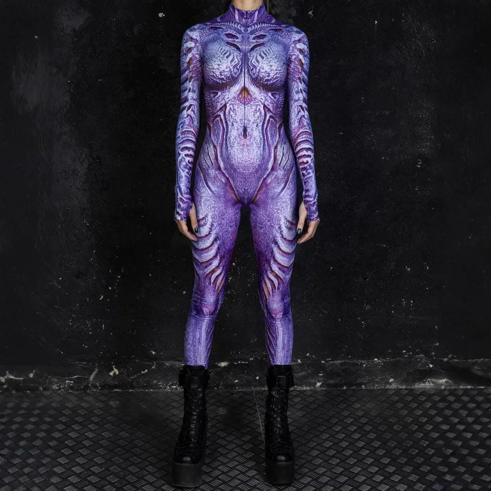 Halloween Cyber Punk Jumpsuit 3D Digital Printing Adults Cosplay Tights Bodysuit Carnival Party Catsuit Bodysuit Costume