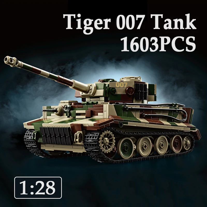

1603 шт. тигр 007 танк строительные блоки наборы военный бронеавтомобиль модель кирпичи игрушки орнамент для праздника подарки на день рождения
