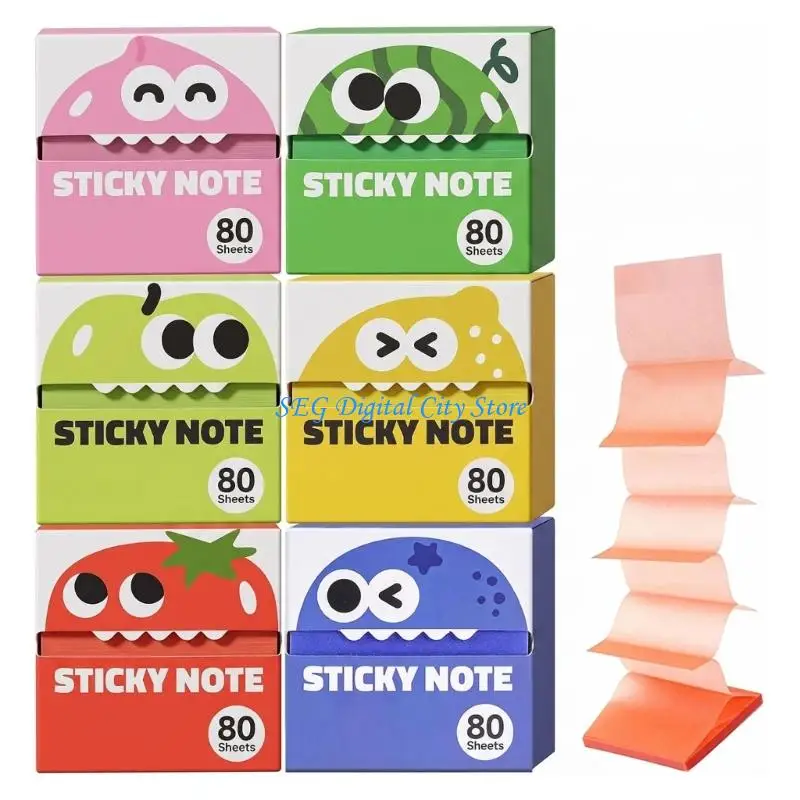 U75B Pull Out Fruit Note Pad Set of 6 for Planner Tabs and Meeting Memos