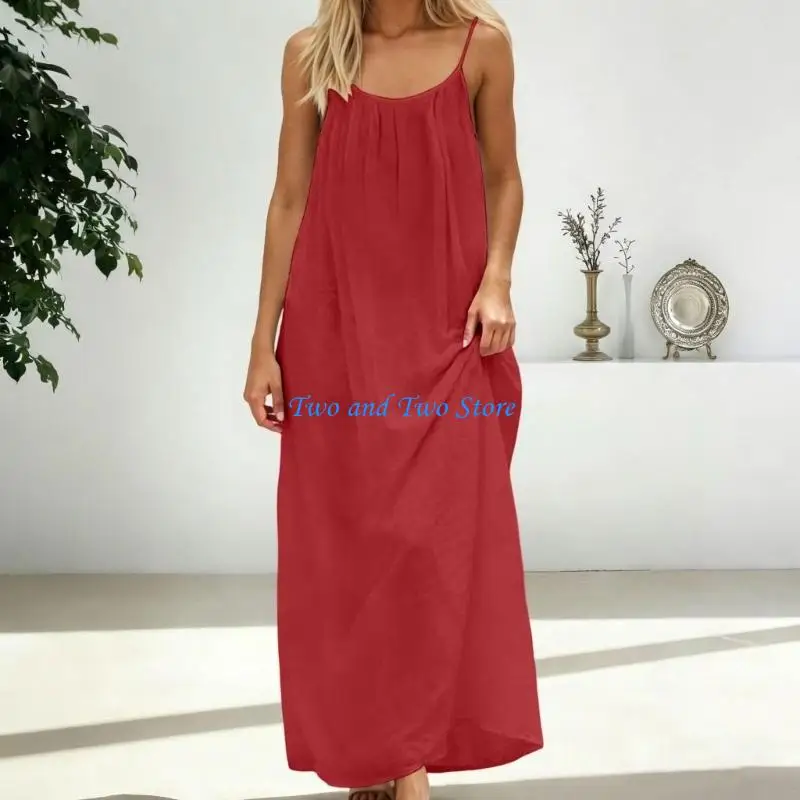 

HX6F Women's Backless Loose-fitting Resort Long Dress