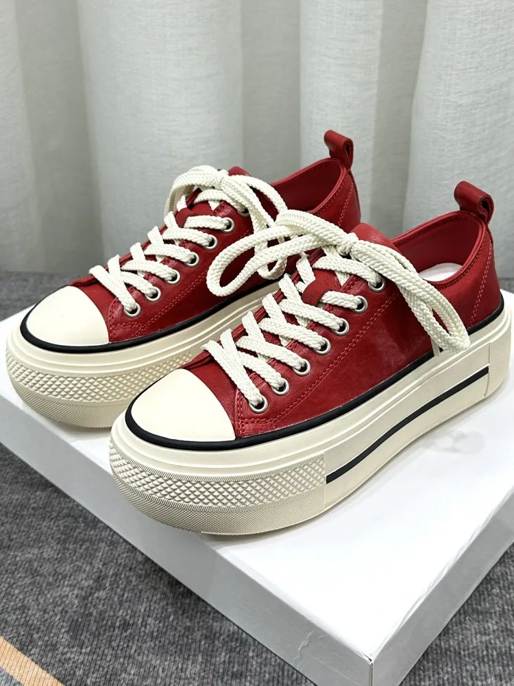 الترفيه نمط الإناث جلد البقر جولة تو الدانتيل متابعة مضخات بلون جلد طبيعي منصة الارتفاع زيادة أحذية عالية الكعب #2