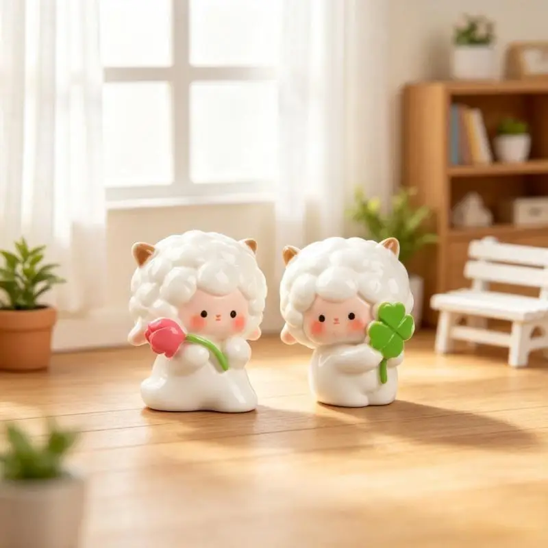 2027 The Year Of The Goat Figurines Adorable Cartoon Sheep Design Smooth Glaze For Home Desktop Decor Small Gifts