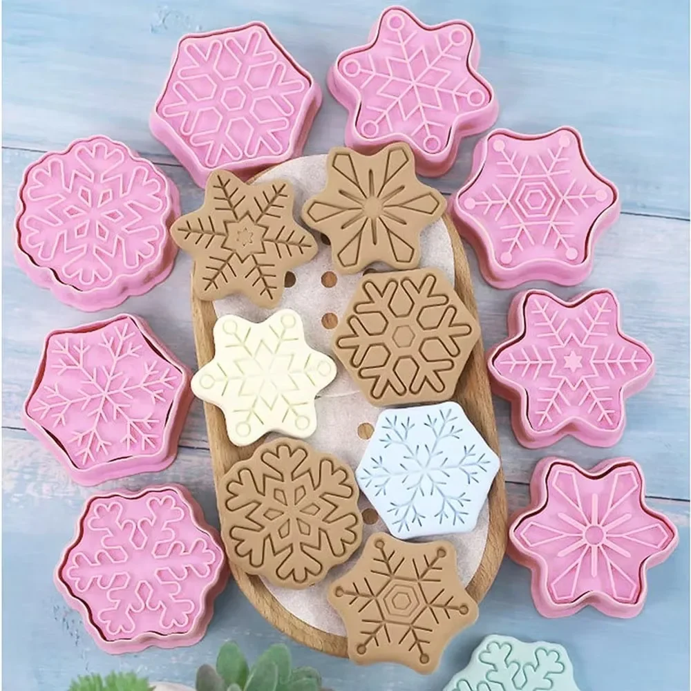 Cookies Cutter Christmas Dough Stamp Plastic 3D Cartoon Pressable Biscuit Mold Confectionery Baking Pastry Bakeware