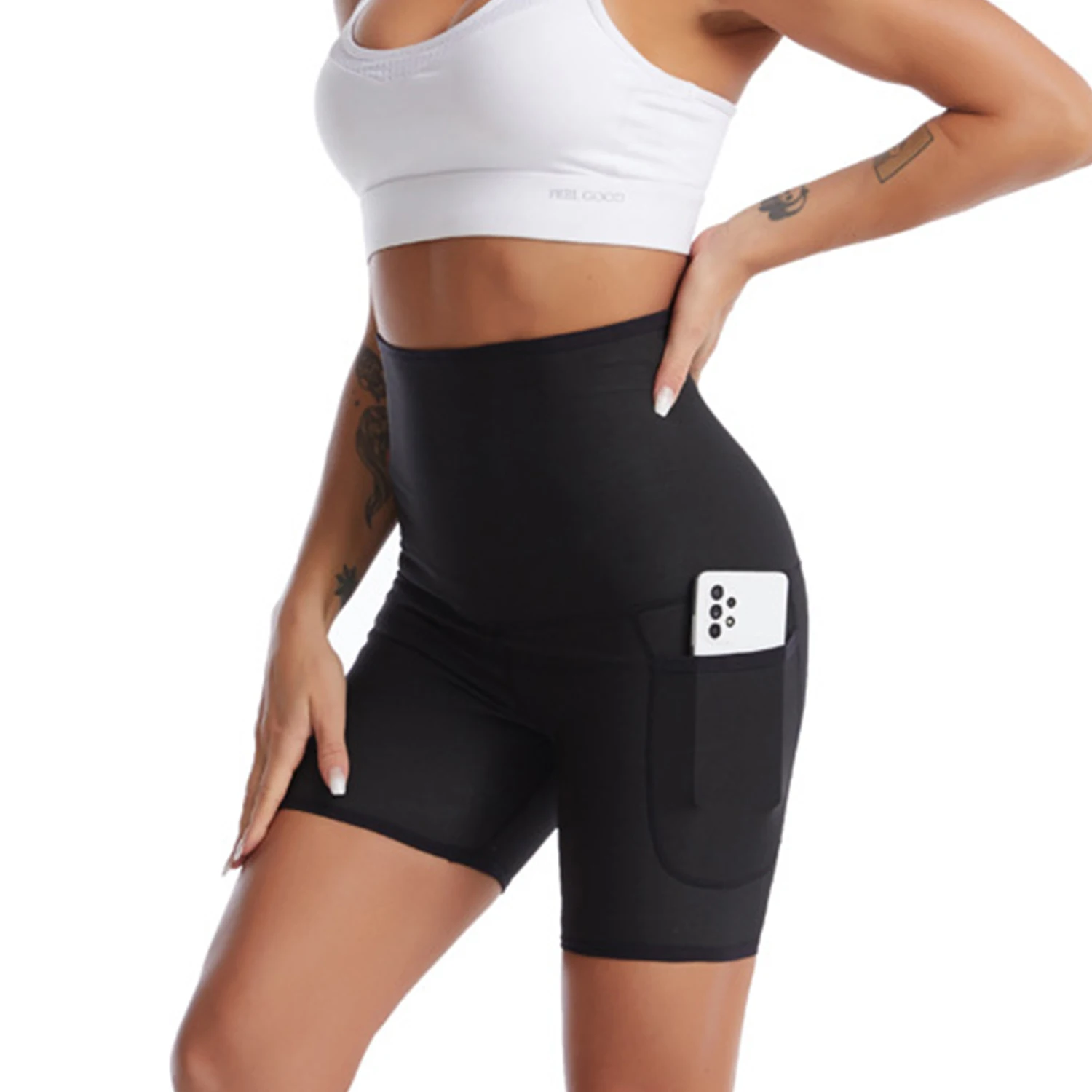 ساونا عرق البدلة ملابس داخلية السراويل جيوب مدرب خصر الجسم Sweatsuit ممارسة اللياقة البدنية الصالة الرياضية النساء فتاة